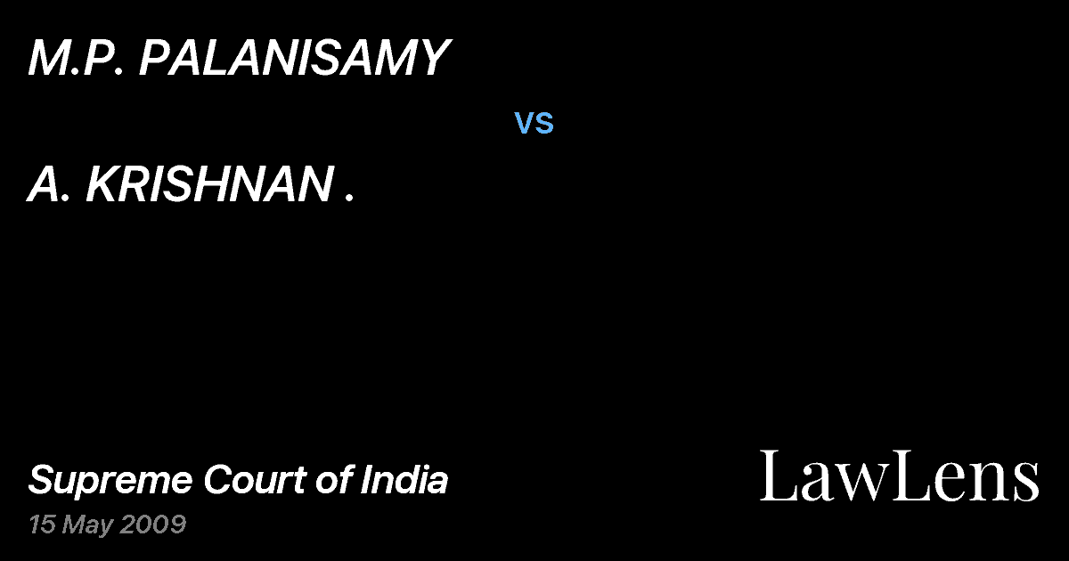 Preview image for M.P. PALANISAMY vs. A. KRISHNAN .
