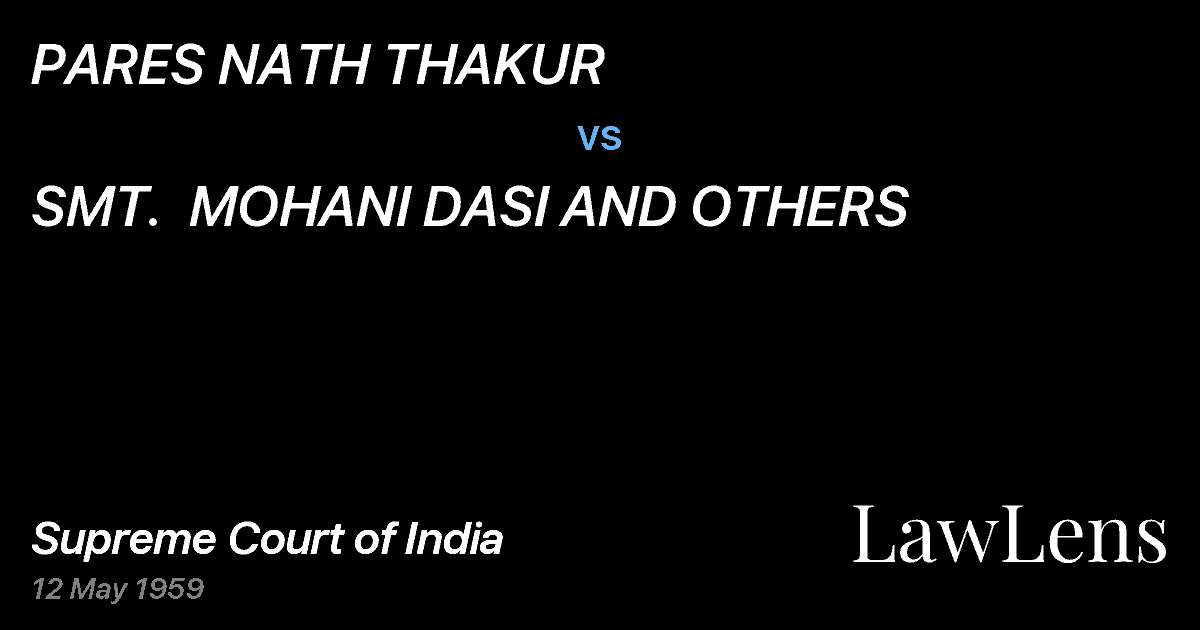 Preview image for PARES NATH THAKUR vs. SMT.  MOHANI DASI AND OTHERS