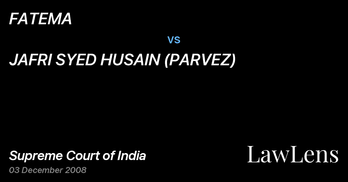 Preview image for FATEMA vs. JAFRI SYED HUSAIN (PARVEZ)