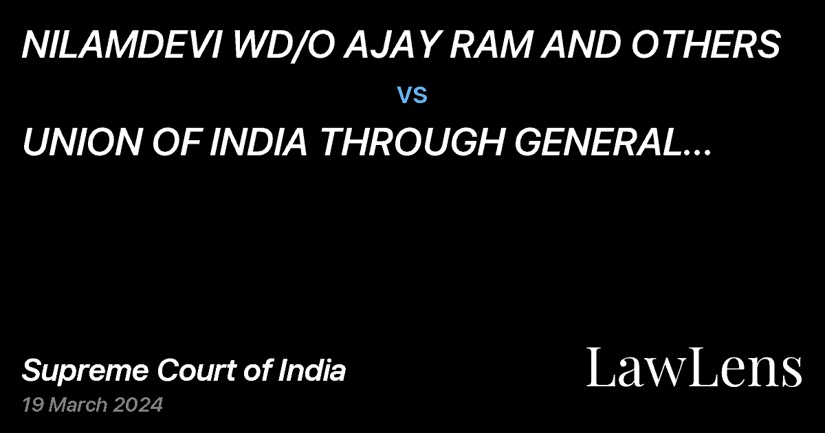 Preview image for NILAMDEVI WD/O AJAY RAM AND OTHERS vs. UNION OF INDIA THROUGH GENERAL MANAGER, CENTRAL RAILWAY, C.S.T. MUMBAI