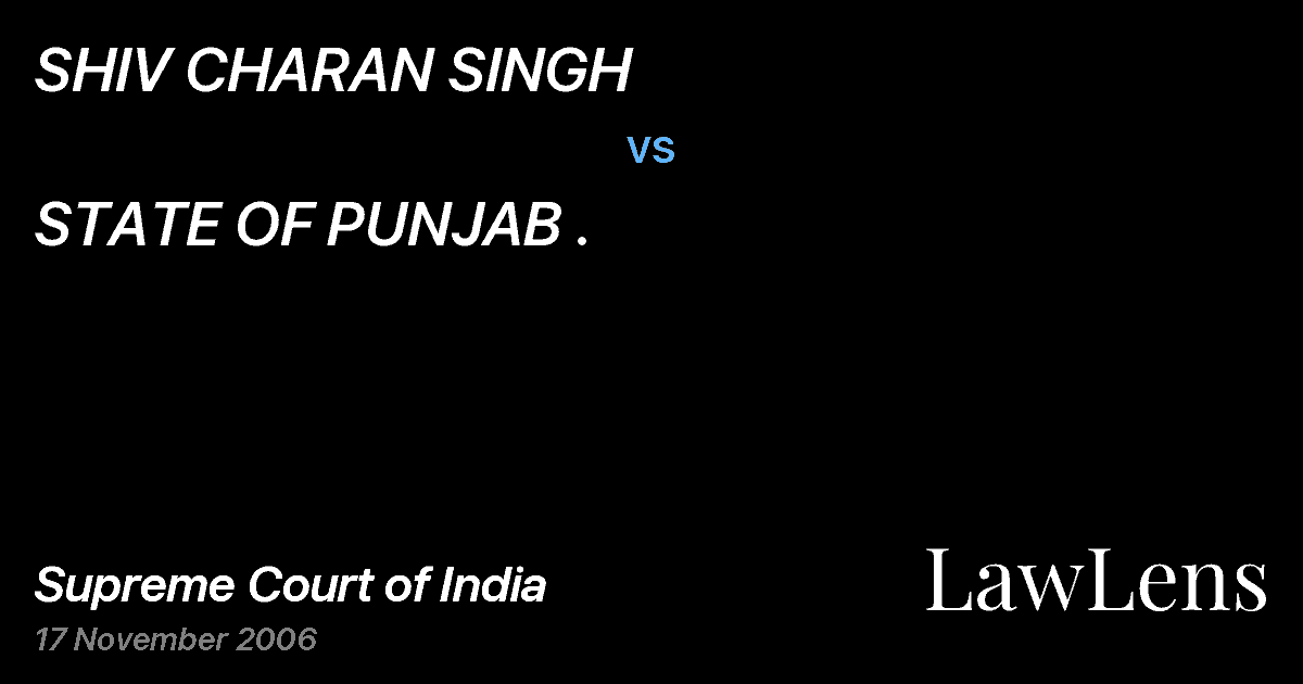 Preview image for SHIV CHARAN SINGH vs. STATE OF PUNJAB .