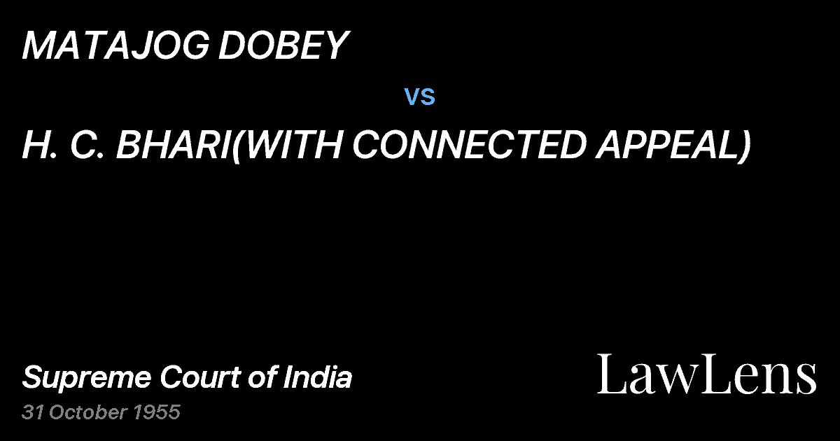 Preview image for MATAJOG DOBEY vs. H. C. BHARI(WITH CONNECTED APPEAL)