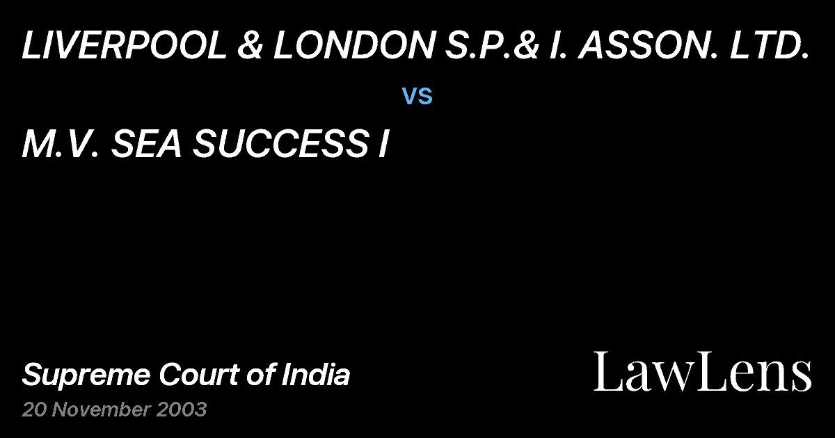 Preview image for LIVERPOOL & LONDON S.P.& I. ASSON. LTD. vs. M.V. SEA SUCCESS I