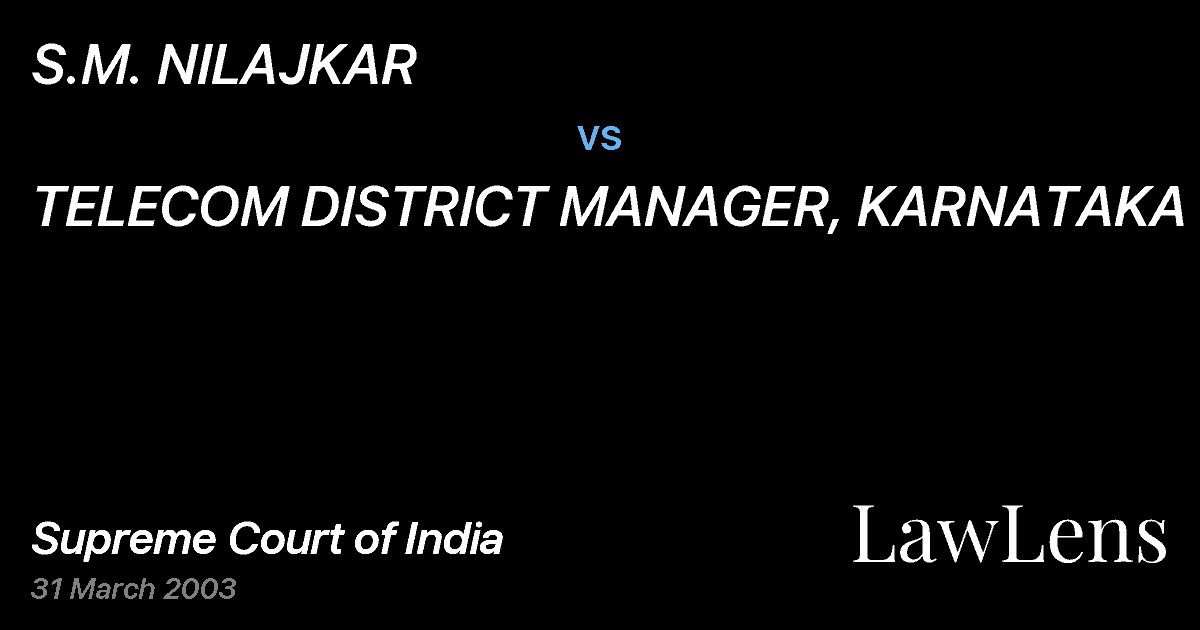 Preview image for S.M. NILAJKAR vs. TELECOM DISTRICT MANAGER, KARNATAKA