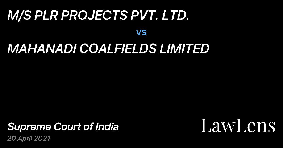 Preview image for M/S PLR PROJECTS PVT. LTD. vs. MAHANADI COALFIELDS LIMITED