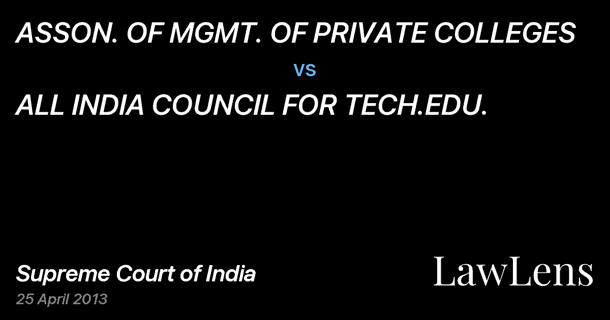 Preview image for ASSON. OF MGMT. OF PRIVATE COLLEGES vs. ALL INDIA COUNCIL FOR TECH.EDU.