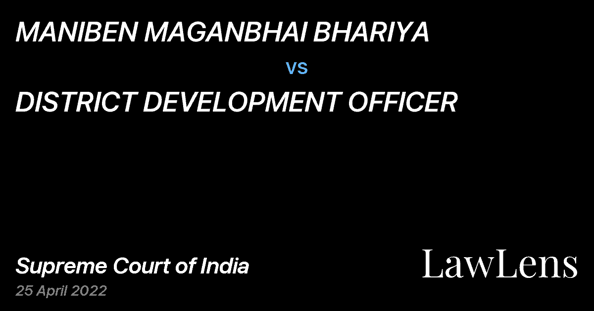 Preview image for MANIBEN MAGANBHAI BHARIYA vs. DISTRICT DEVELOPMENT OFFICER
