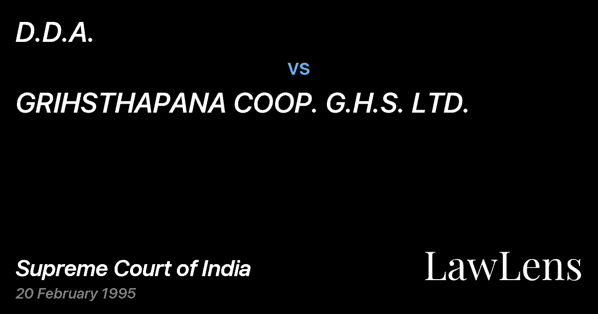 Preview image for D.D.A. vs. GRIHSTHAPANA COOP. G.H.S. LTD.