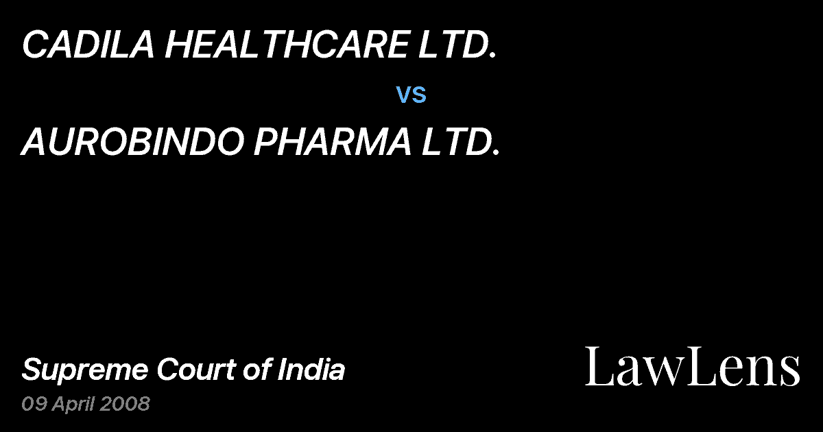 Preview image for CADILA HEALTHCARE LTD. vs. AUROBINDO PHARMA LTD.