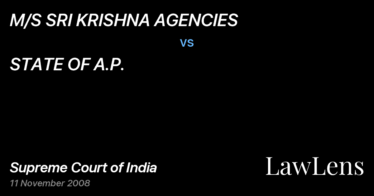 Preview image for M/S SRI KRISHNA AGENCIES vs. STATE OF A.P.