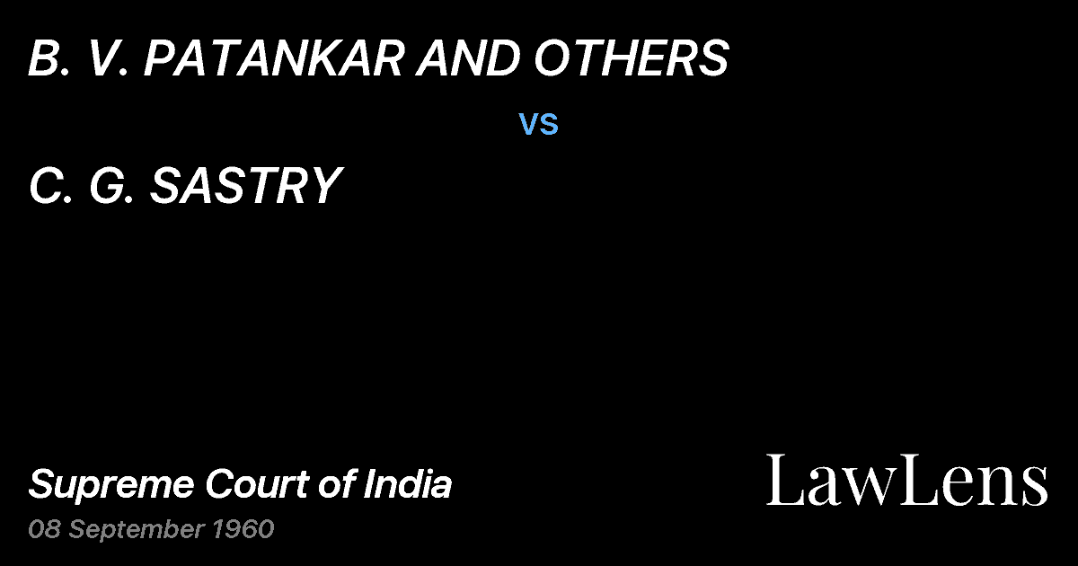 Preview image for B. V. PATANKAR AND OTHERS vs. C. G. SASTRY