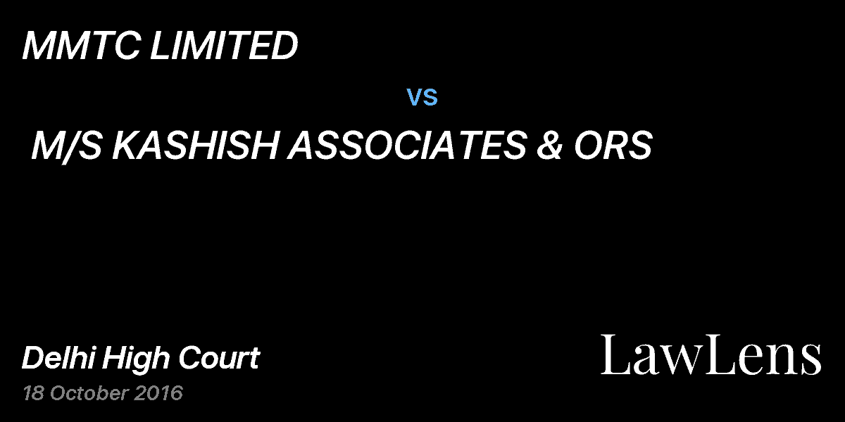 Preview image for MMTC LIMITED vs. M/S KASHISH ASSOCIATES & ORS