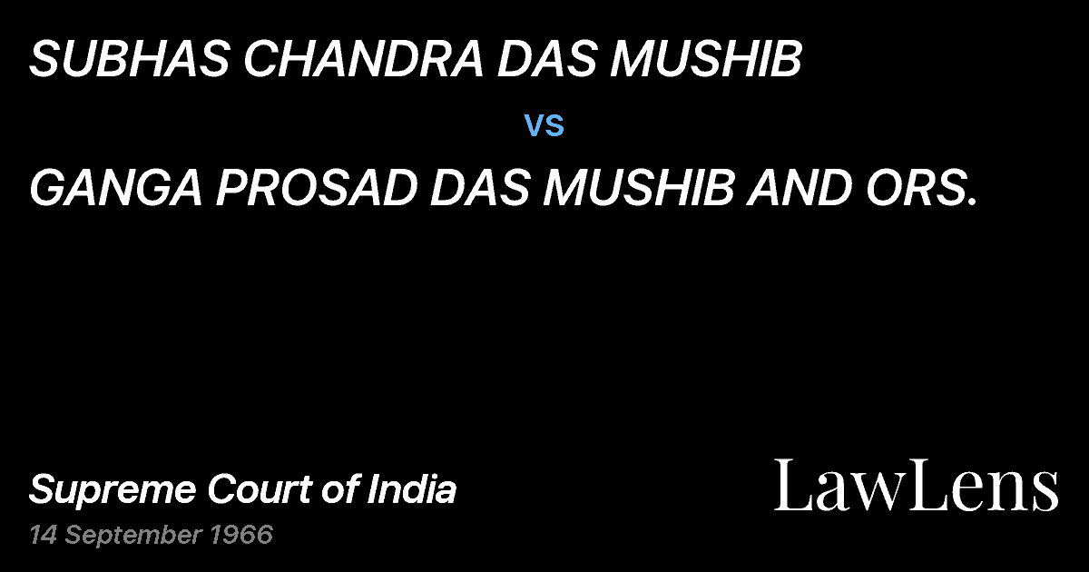 Preview image for SUBHAS CHANDRA DAS MUSHIB vs. GANGA PROSAD DAS MUSHIB AND ORS.
