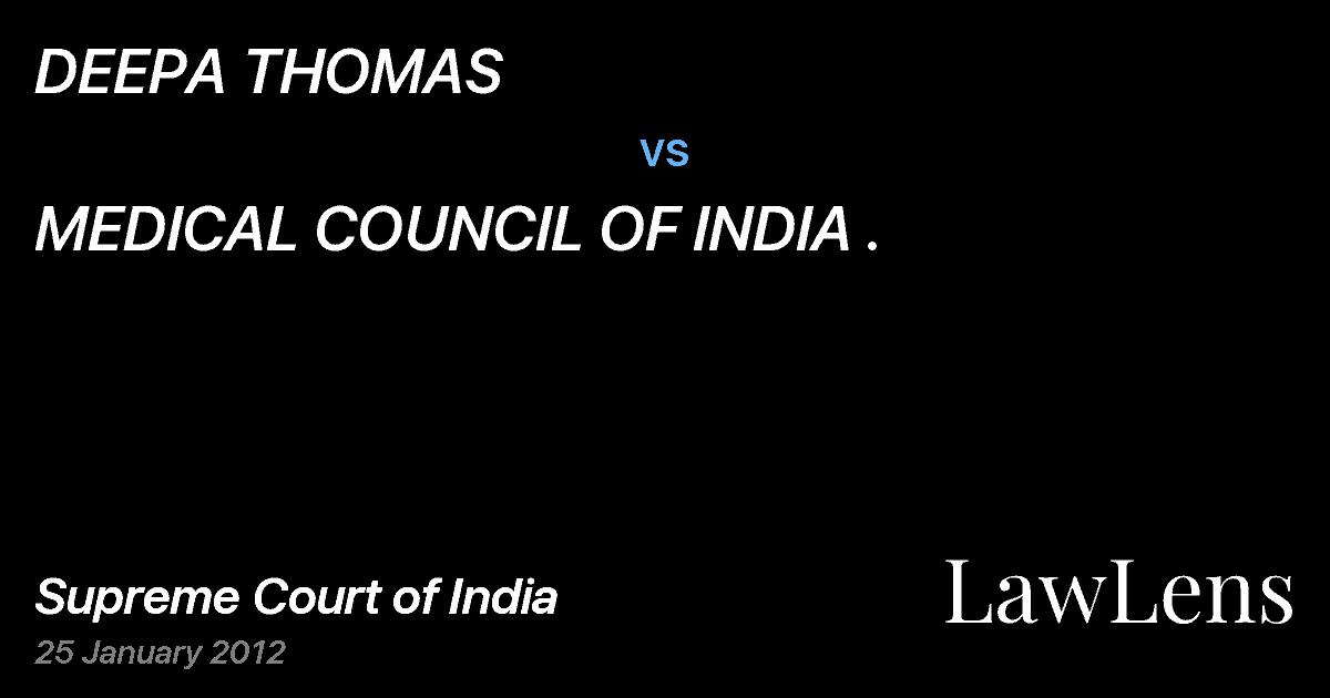 Preview image for DEEPA THOMAS vs. MEDICAL COUNCIL OF INDIA .