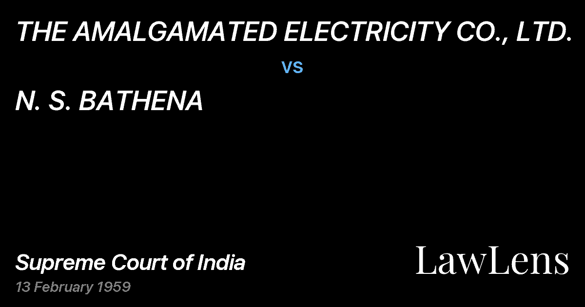 Preview image for THE AMALGAMATED ELECTRICITY CO., LTD. vs. N. S. BATHENA