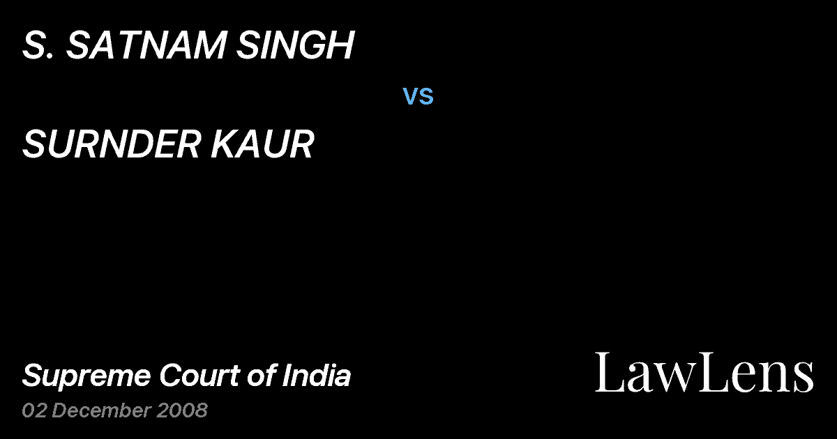 Preview image for S. SATNAM SINGH vs. SURNDER KAUR
