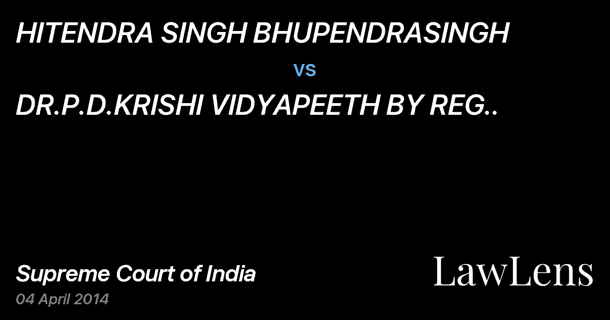 Preview image for HITENDRA SINGH BHUPENDRASINGH vs. DR.P.D.KRISHI VIDYAPEETH BY REG..
