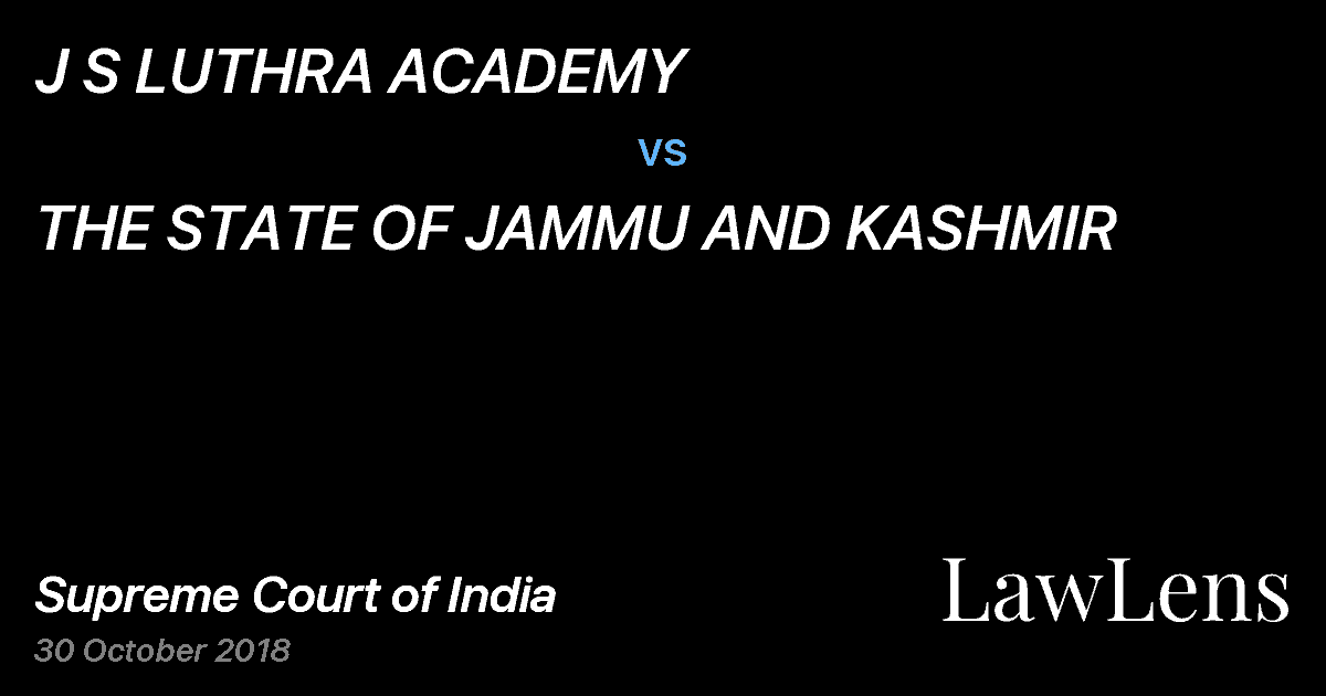Preview image for J S LUTHRA ACADEMY vs. THE STATE OF JAMMU AND KASHMIR