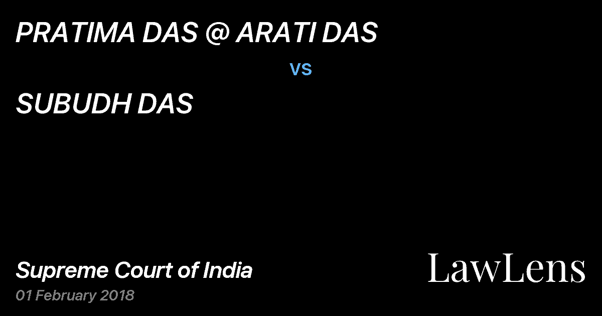 Preview image for PRATIMA DAS @ ARATI DAS vs. SUBUDH DAS