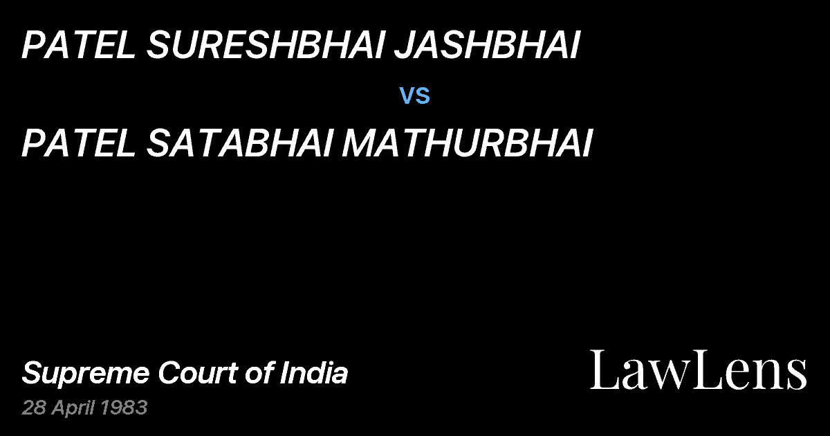 Preview image for PATEL SURESHBHAI JASHBHAI vs. PATEL SATABHAI MATHURBHAI