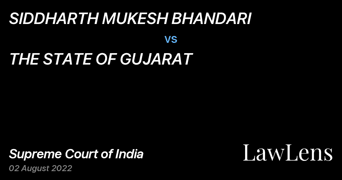 Preview image for SIDDHARTH MUKESH BHANDARI vs. THE STATE OF GUJARAT