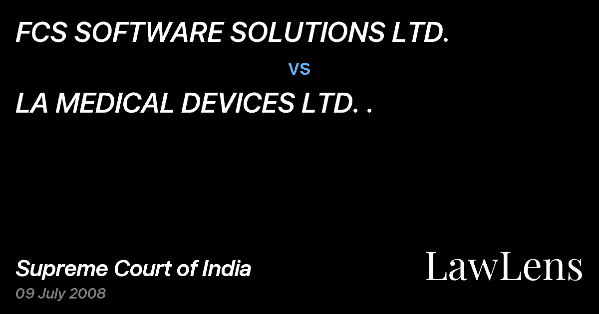 Preview image for FCS SOFTWARE SOLUTIONS LTD. vs. LA MEDICAL DEVICES LTD. .