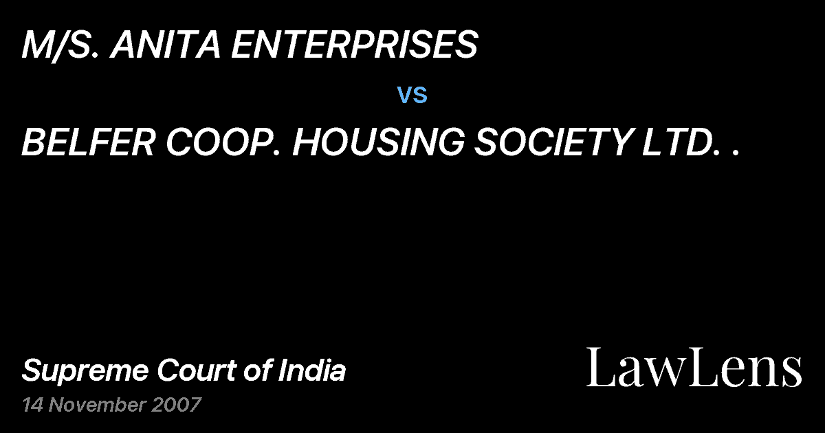 Preview image for M/S. ANITA ENTERPRISES vs. BELFER COOP. HOUSING SOCIETY LTD. .