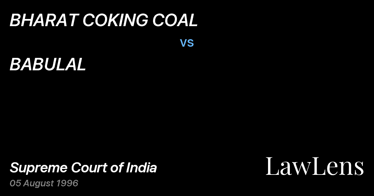 Preview image for BHARAT COKING COAL vs. BABULAL