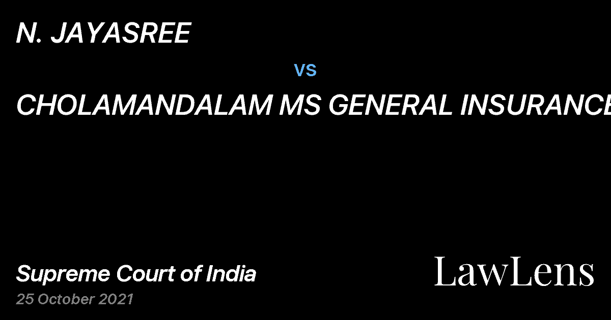 Preview image for N. JAYASREE vs. CHOLAMANDALAM MS GENERAL INSURANCE COMPANY LTD.
