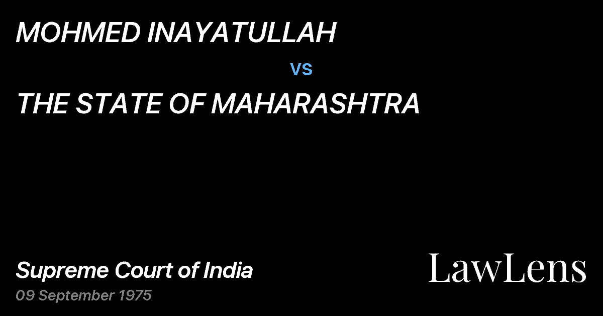 Preview image for MOHMED INAYATULLAH vs. THE STATE OF MAHARASHTRA