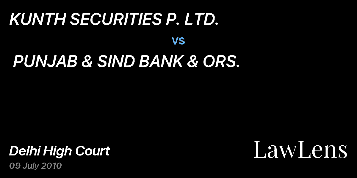 Preview image for KUNTH SECURITIES P. LTD.  vs.  PUNJAB & SIND BANK & ORS.