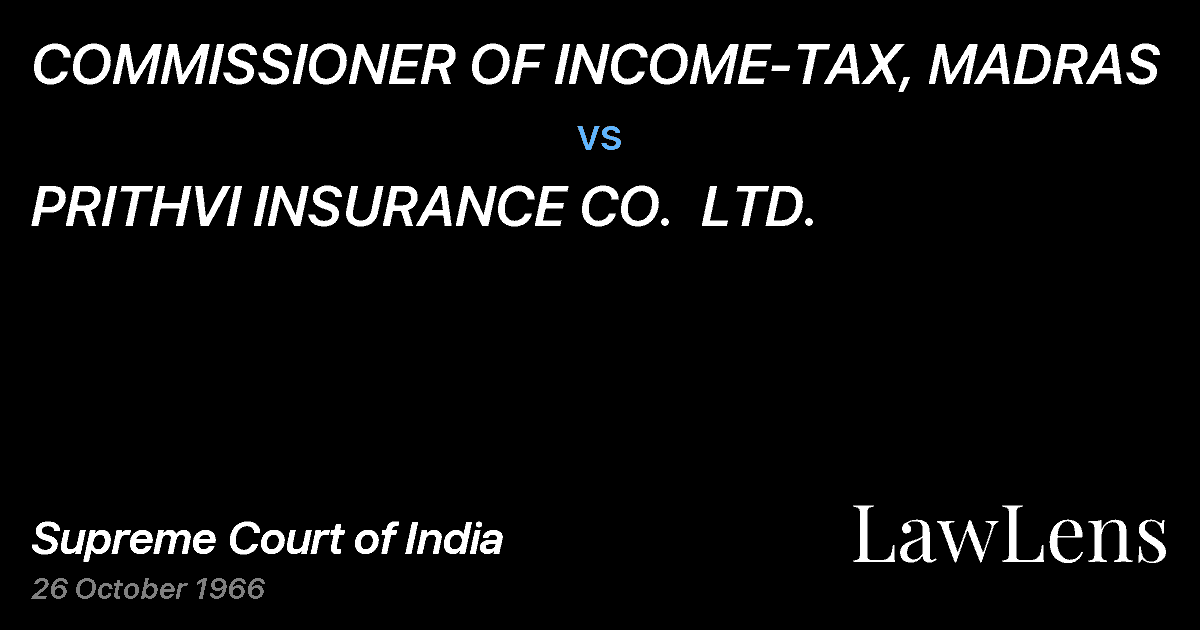 Preview image for COMMISSIONER OF INCOME-TAX, MADRAS vs. PRITHVI INSURANCE CO.  LTD.