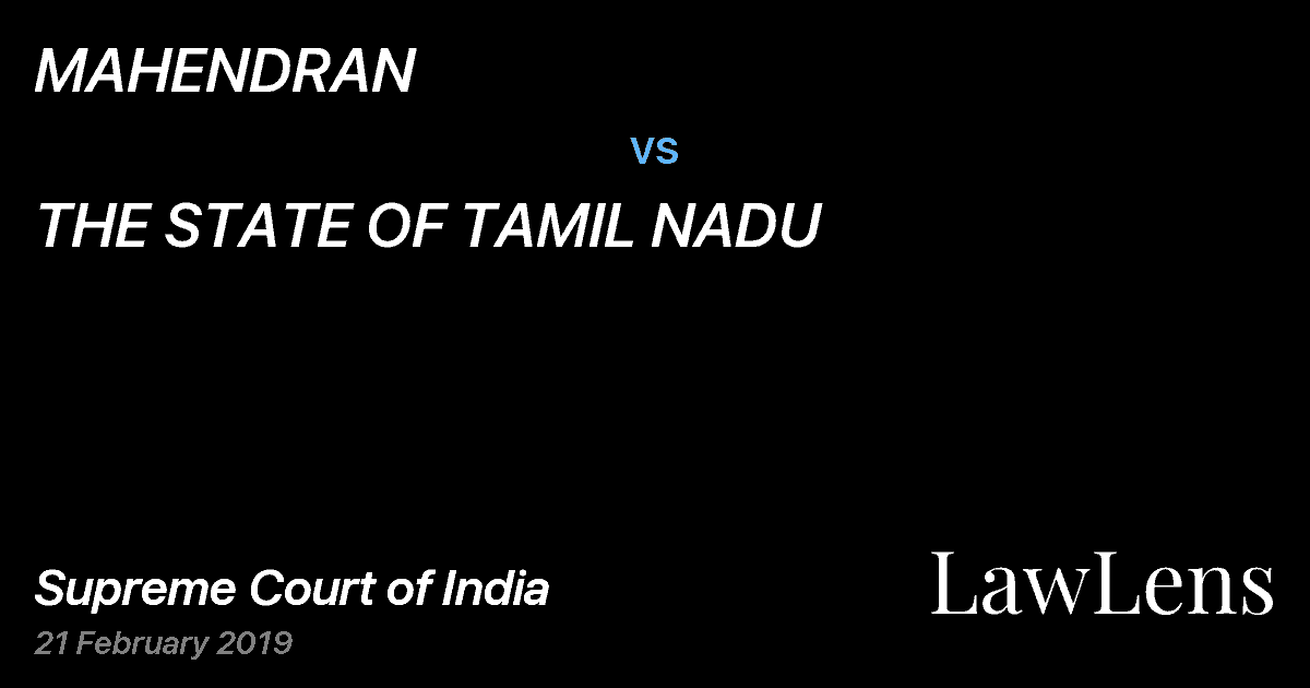 Preview image for MAHENDRAN vs. THE STATE OF TAMIL NADU