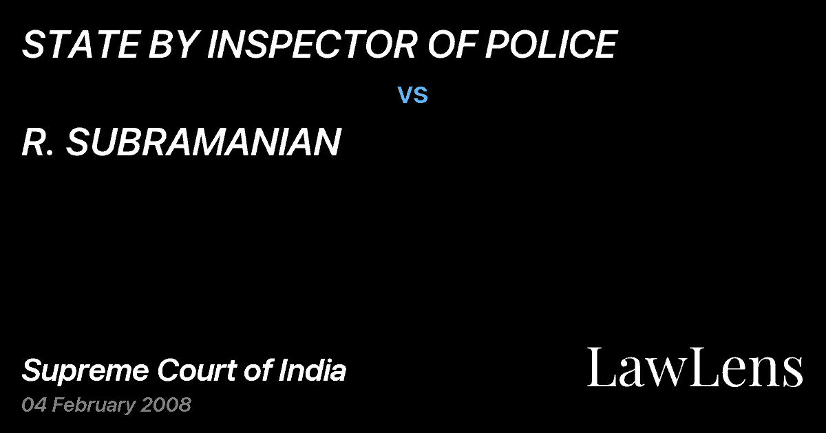 Preview image for STATE BY INSPECTOR OF POLICE vs. R. SUBRAMANIAN