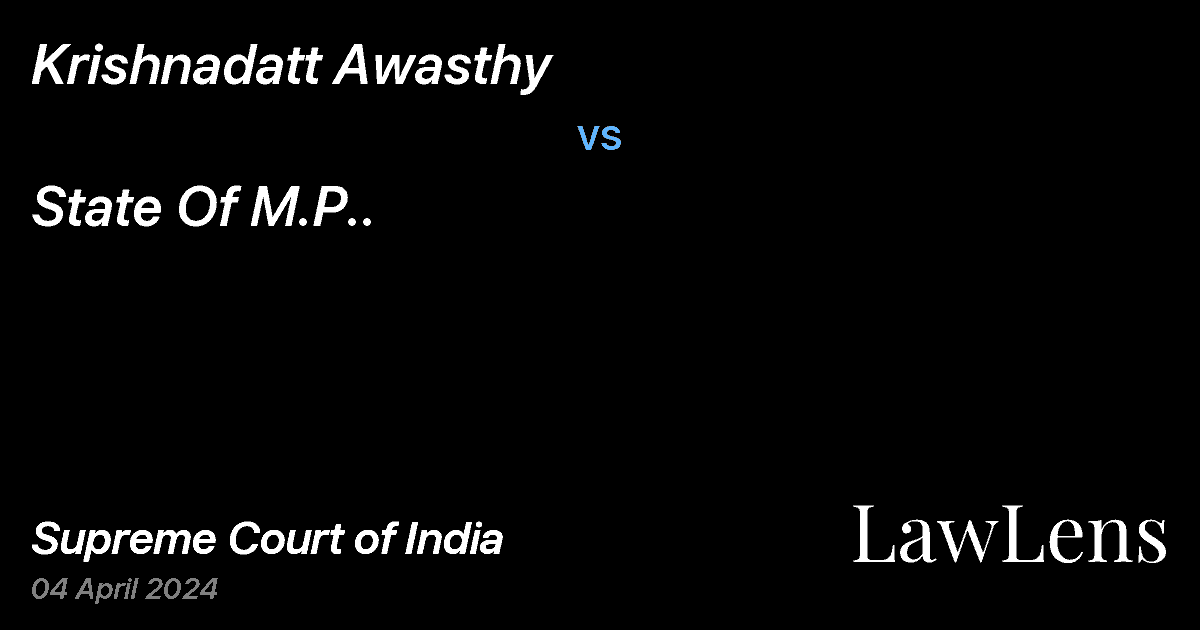 Preview image for Krishnadatt Awasthy vs. State Of M.P..