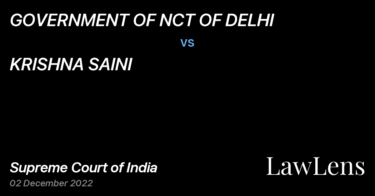 Preview image for GOVERNMENT OF NCT OF DELHI vs. KRISHNA SAINI