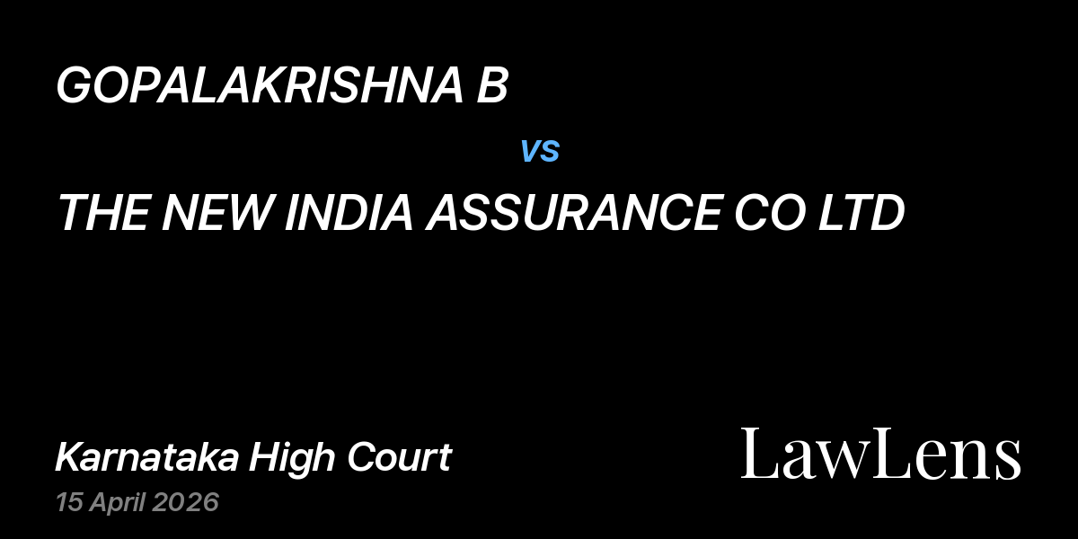 Preview image for GOPALAKRISHNA B vs. THE NEW INDIA ASSURANCE CO LTD