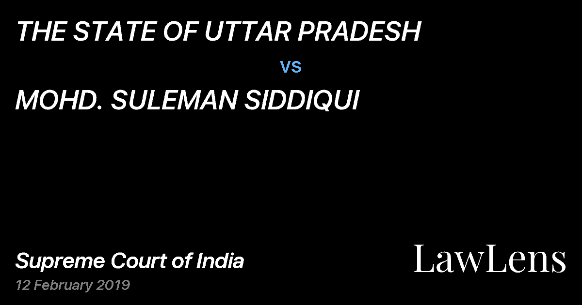 Preview image for THE STATE OF UTTAR PRADESH vs. MOHD. SULEMAN SIDDIQUI
