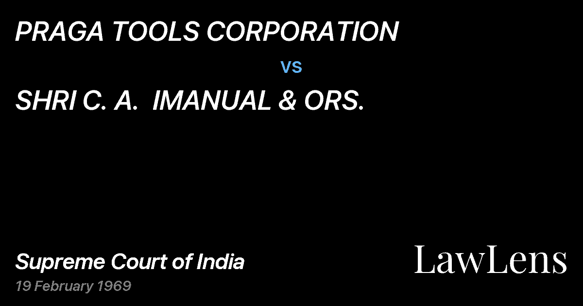 Preview image for PRAGA TOOLS CORPORATION vs. SHRI C. A.  IMANUAL & ORS.