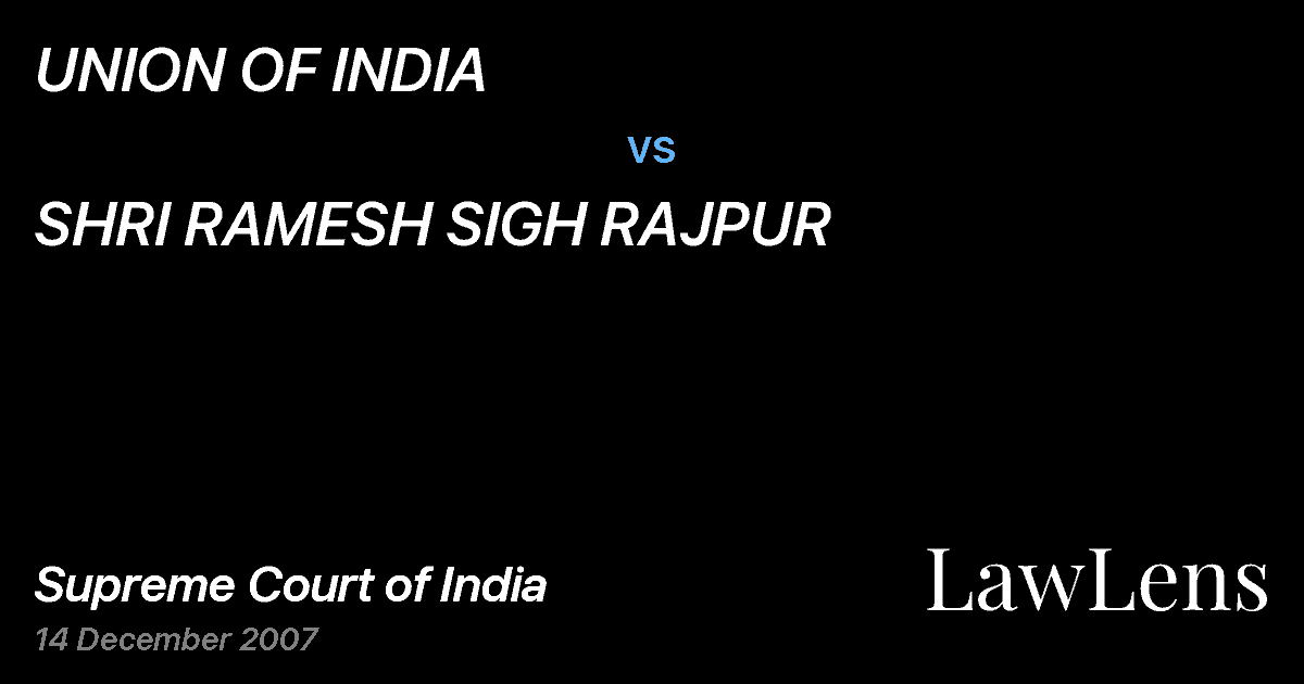Preview image for UNION OF INDIA vs. SHRI RAMESH SIGH RAJPUR