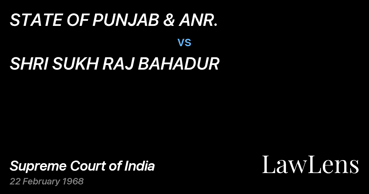 Preview image for STATE OF PUNJAB & ANR. vs. SHRI SUKH RAJ BAHADUR