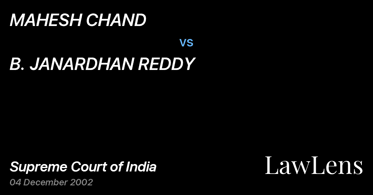 Preview image for MAHESH CHAND vs. B. JANARDHAN REDDY