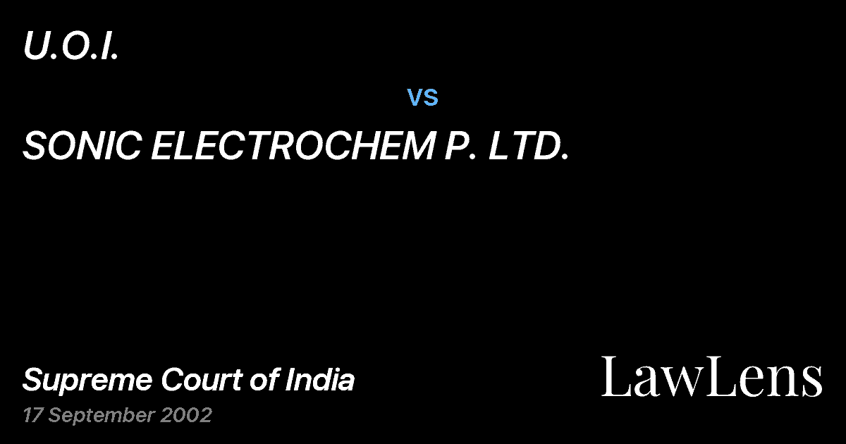 Preview image for U.O.I. vs. SONIC ELECTROCHEM P. LTD.