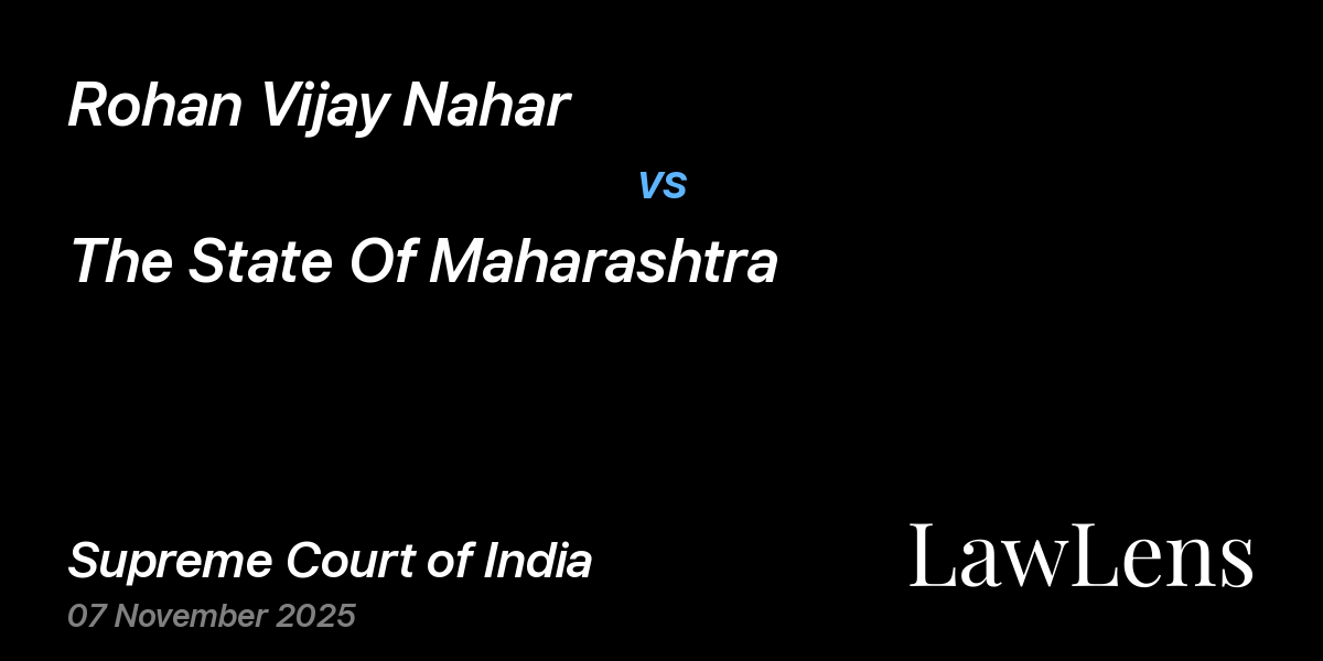 Preview image for Rohan Vijay Nahar vs. The State Of Maharashtra
