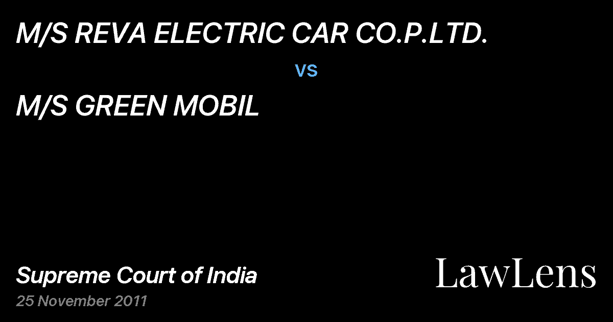 Preview image for M/S REVA ELECTRIC CAR CO.P.LTD. vs. M/S GREEN MOBIL