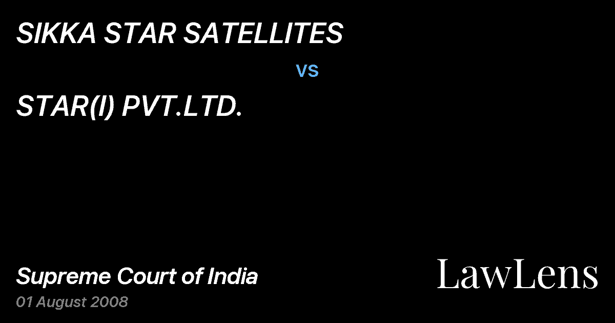 Preview image for SIKKA STAR SATELLITES vs. STAR(I) PVT.LTD.