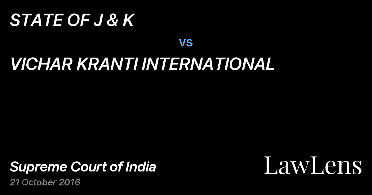 Preview image for STATE OF J & K vs. VICHAR KRANTI INTERNATIONAL