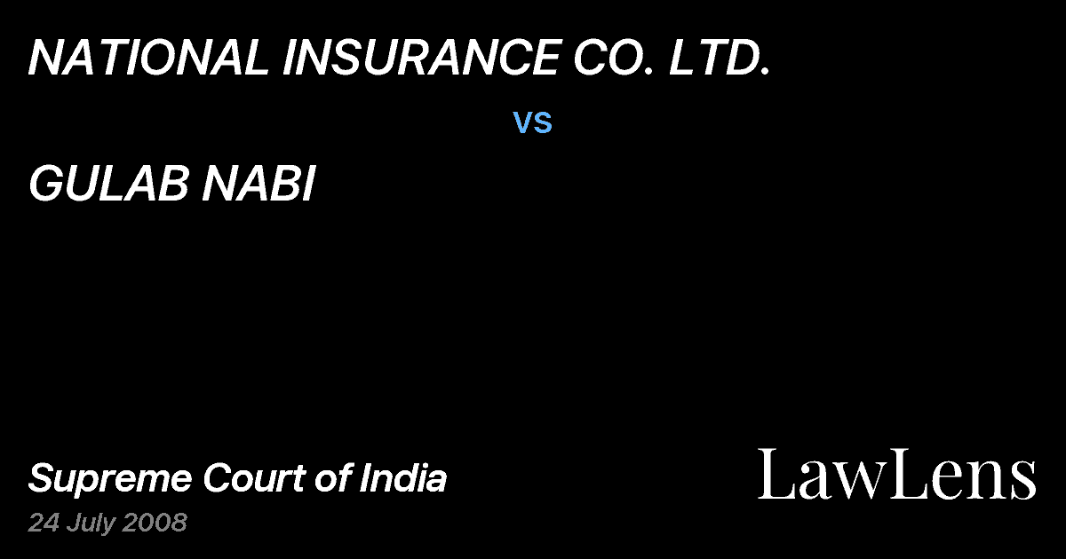 Preview image for NATIONAL INSURANCE CO. LTD. vs. GULAB NABI