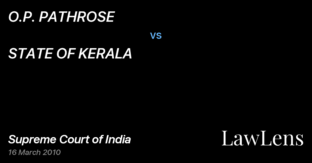 Preview image for O.P. PATHROSE vs. STATE OF KERALA