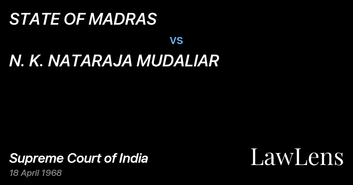 Preview image for STATE OF MADRAS vs. N. K. NATARAJA MUDALIAR